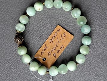 751 Edelsteen armband natuurlijke groene angeliet 9mm beschikbaar voor biedingen