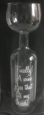 Grappig wijnfles glas, Ophalen of Verzenden, Zo goed als nieuw, Overige typen