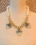 Vintage chunky chain statement necklace with Faux pearls, Sieraden, Tassen en Uiterlijk, Kettingen, Ophalen of Verzenden, Zo goed als nieuw