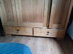 Grenen Kledingkast met Hang- en Leggedeelte, Ophalen, Gebruikt, 100 tot 150 cm, Glas