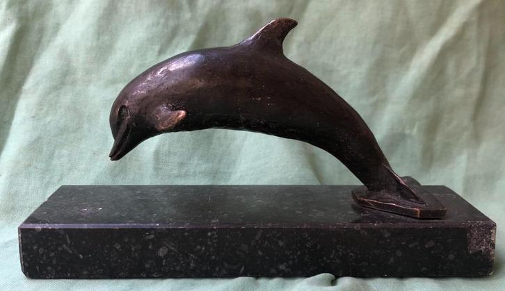 Bronzen beeldje dolfijn, Antiek en Kunst, Kunst | Beelden en Houtsnijwerken, Ophalen of Verzenden