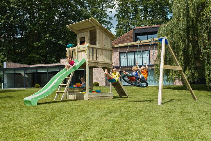 Speeltoestel Speelhuis Klimtoren Schommel Glijbaan, Kinderen en Baby's, Speelgoed | Buiten | Speeltoestellen, Nieuw, Glijbaan