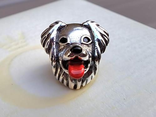 Hond Golden retreiver rood 925 zilver bedel NIEUW!!!, Sieraden, Tassen en Uiterlijk, Bedels, Nieuw, Overige merken, Zilver, 1 bedel
