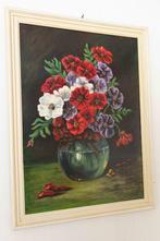 Schilderij met bloemen in vaas, ingelijst, Ophalen, Minder dan 50 cm, Gebruikt, 50 tot 75 cm
