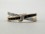 Gouden Vintage ring edelsteen saffier en diamant. 2025/292
