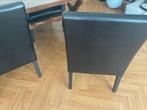 Massief Eiken klooster eettafel en 4 zwarte stoelen, Ophalen, Gebruikt, 50 tot 100 cm, Vijf personen of meer