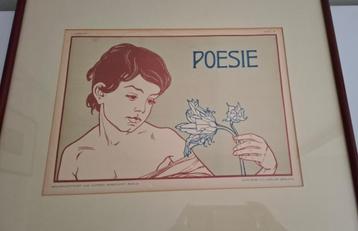 Prachtige, oude prent POESIE van Elfriede Wenstlandt beschikbaar voor biedingen