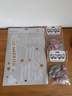Sticker Just Married + Ballonnen Mr & Mrs. Nieuw. Gratis, Ophalen, Nieuw, Feestartikel, Geboorte of Huwelijk