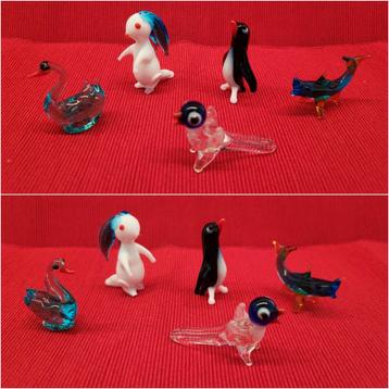 5 miniatuur dieren in Murano glas beschikbaar voor biedingen