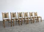 brutalist eetkamerstoelen | vintage stoelen | jaren 60 | (6), Hout, Gebruikt, Bruin, .