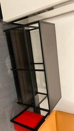 Side table zwart metaal bruin en glasplaat, Huis en Inrichting, Tafels | Sidetables, 50 tot 100 cm, Ophalen of Verzenden, Zo goed als nieuw