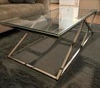 Glazen Salontafel met Metalen Onderstel, Huis en Inrichting, Tafels | Salontafels, 100 tot 150 cm, Ophalen of Verzenden, Minder dan 50 cm