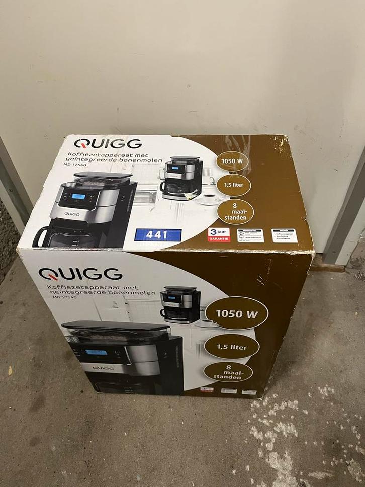 Quigg Koffiezetapparaat met Bonenmolen - Nieuw, Witgoed en Apparatuur, Koffiezetapparaten, Nieuw, Koffiebonen, Koffiemachine, 4 tot 10 kopjes