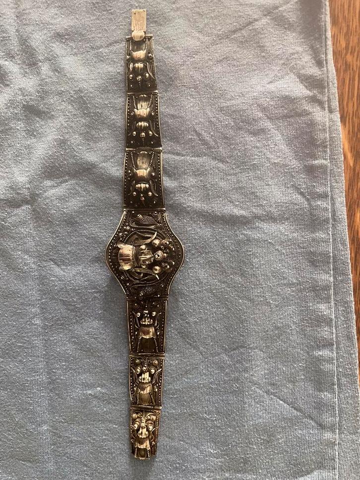 Djokja- Zilveren Armband, Antiek en Kunst, Antiek | Goud en Zilver, Zilver, Ophalen of Verzenden