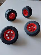 4 technic Lego wielen met rode velgen 94.3x38, Ophalen of Verzenden, Zo goed als nieuw, Losse stenen, Lego