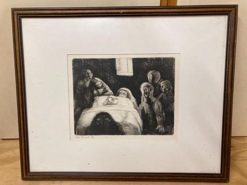 Ets "Het bezoek"., Antiek en Kunst, Kunst | Etsen en Gravures, Ophalen of Verzenden