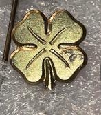 Goudkleurig Klavertje Vier Speldje, Verzamelen, Ophalen of Verzenden, Gebruikt, Dier of Natuur, Speldje of Pin