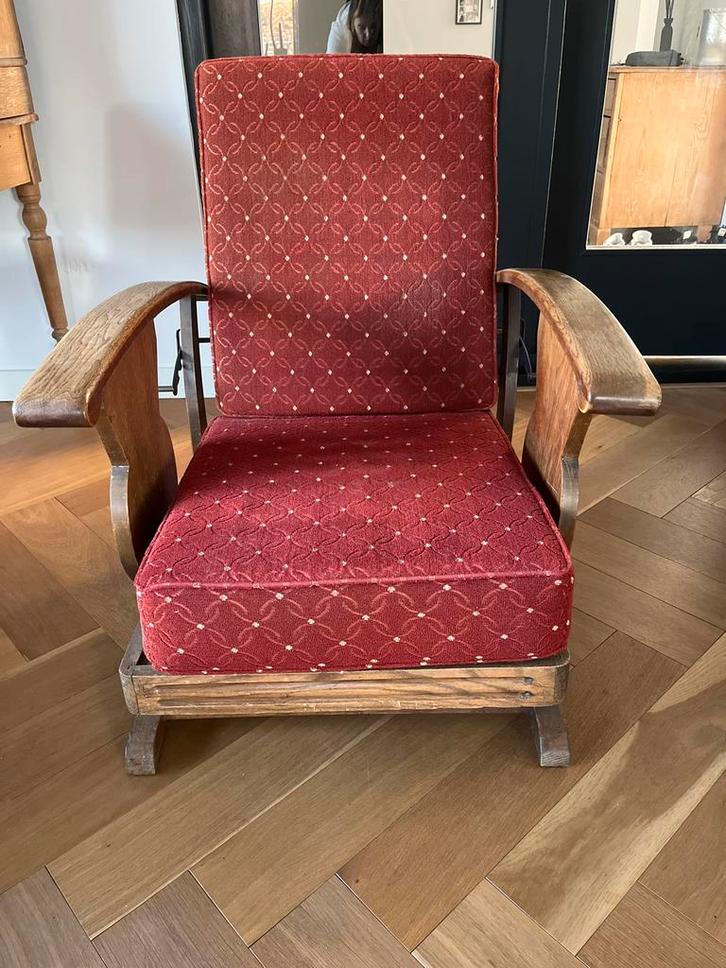 Oude Rookstoel met Karakter, Huis en Inrichting, Fauteuils, Gebruikt, Hout, 50 tot 75 cm, 75 tot 100 cm, Ophalen