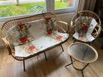 Rotan bankstel (bankje, fauteuil en salontafelte), Huis en Inrichting, Banken | Bankstellen, Ophalen, Tweepersoons, Zo goed als nieuw
