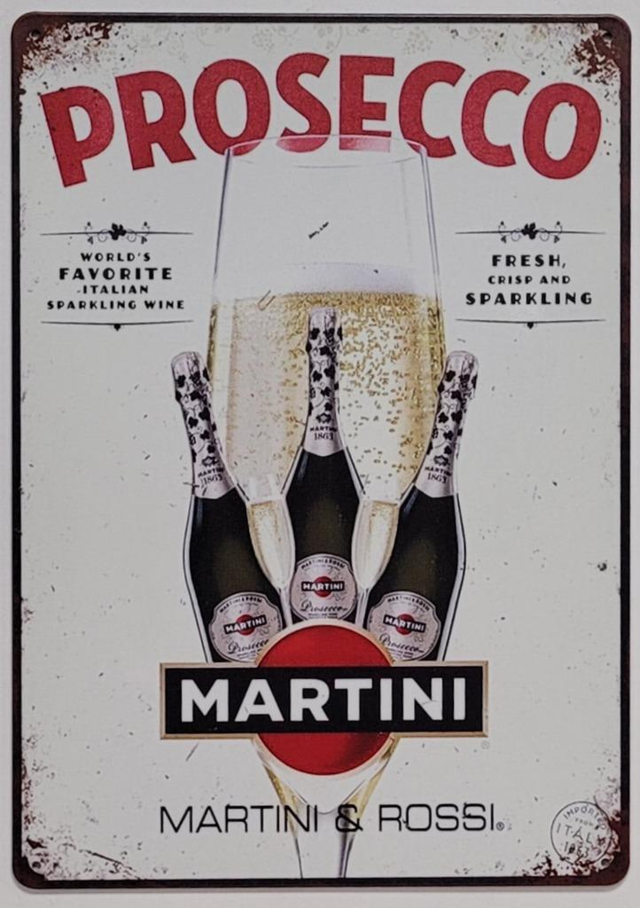 Prosecco Martini champagne reclamebord van metaal wanddeco, Verzamelen, Merken en Reclamevoorwerpen, Nieuw, Reclamebord, Ophalen of Verzenden