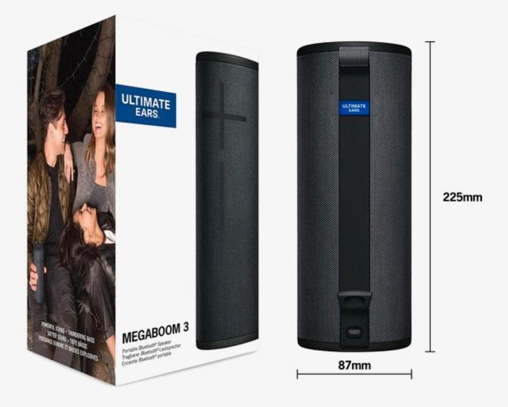 UE Megaboom 3 Bluetooth Speaker – Zwart, Audio, Tv en Foto, Luidsprekers, Zo goed als nieuw, Overige typen, Minder dan 60 watt