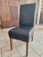 6 eetkamerstoelen zwart leer, Ophalen, Gebruikt, Zwart, Leer