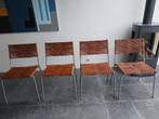4 Pierantonio Bonacina design stoelen (stapelbaar), Huis en Inrichting, Stoelen, Ophalen, Gebruikt, Bruin, Metaal
