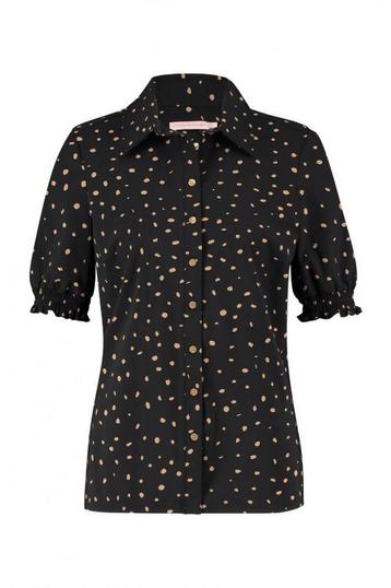 Studio Anneloes Poppy Cheeta Smoq blouse, zwart/Camel, L