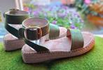 .Dames-espadrilles, mt.39, groen suède, "Posh" by Poelman., Ophalen of Verzenden, Zo goed als nieuw, Espadrilles of Moccasins