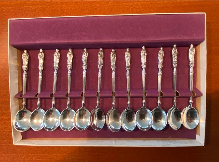 Verzilverde Koffielepels 12 Apostelen Set PAKO, Antiek en Kunst, Antiek | Goud en Zilver, Zilver, Ophalen of Verzenden