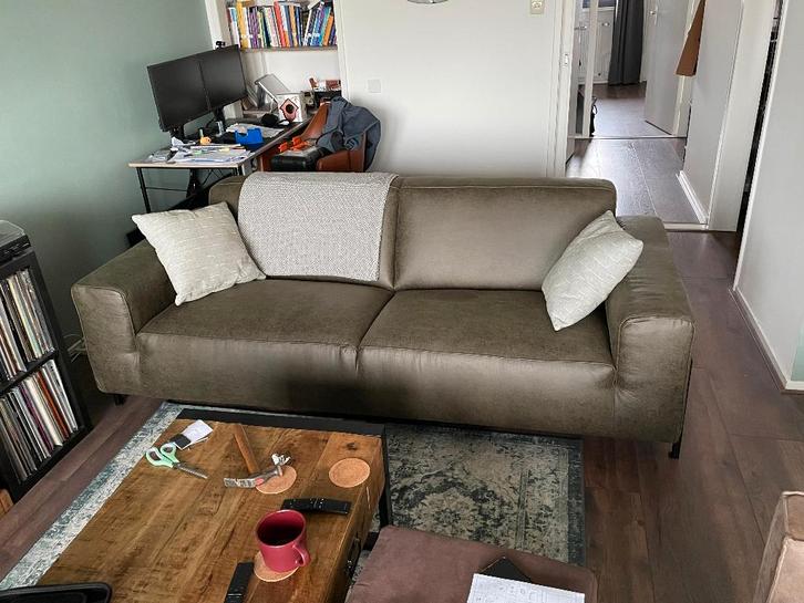 Bank Lugano 3-zits - donkergroen, Huis en Inrichting, Banken | Bankstellen, Gebruikt, Rechte bank, Driepersoons, 200 tot 250 cm