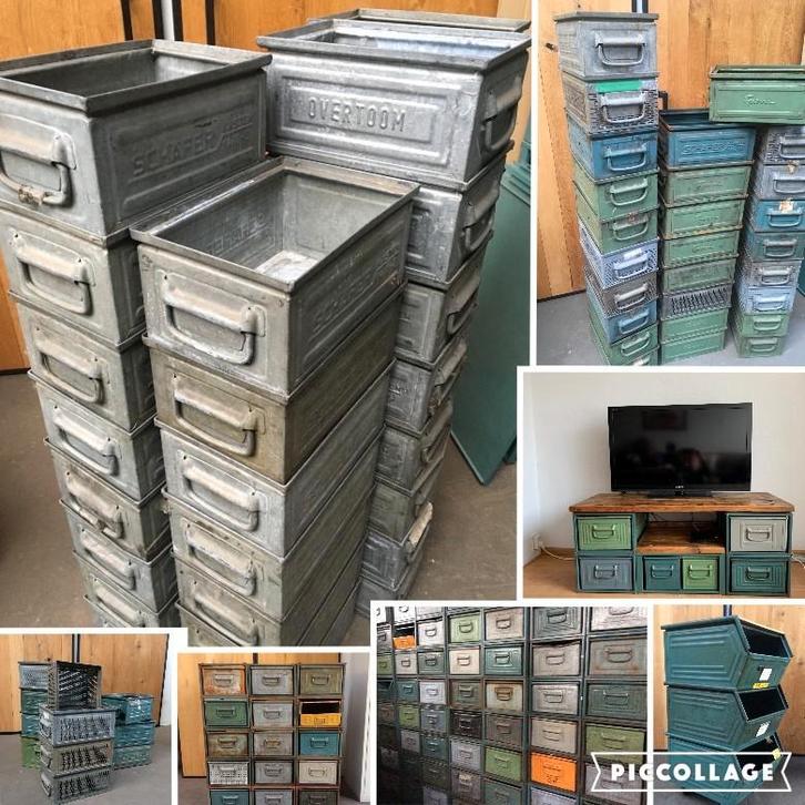 Stapelbakken gegalvaniseerd Bak Kist Industriële Bakken -50%, Huis en Inrichting, Woonaccessoires | Kisten, Nieuw, Minder dan 50 cm