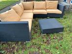 Z.g.a.n. grote Wicker loungeset met kussens, Tuin en Terras, Tuinsets en Loungesets, 5 zitplaatsen, Bank, Ophalen of Verzenden