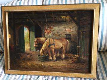 Paarden in de stal ca. 1950 - ges. G. Stevens beschikbaar voor biedingen
