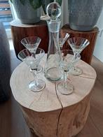 Set van 5 likeurglaasjes en een likeurfles, Antiek en Kunst, Antiek | Glas en Kristal, Ophalen