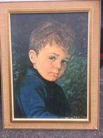 Jongen met traan. Vintage print in oude lijst, Ophalen of Verzenden