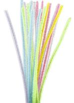 Deco chenille glitterdraad pastelkleuren 24st. d.6 mm l.30cm, Hobby en Vrije tijd, Knutselen, Materiaal, ., Nieuw, Ophalen of Verzenden