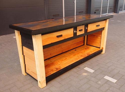 Houten werkbank met 3 lades, Doe-het-zelf en Verbouw, Werkbanken, Nieuw, 170 cm of meer, Ophalen