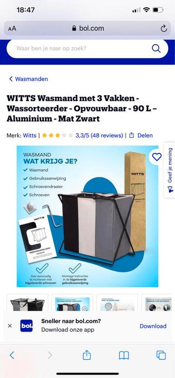 WITTS Wasemand met 3 Vakken - Nieuw! beschikbaar voor biedingen