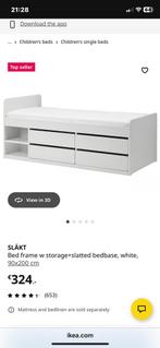 Ikea white bed 90x200(1year old)and mattress(2months old), Ophalen, 90 cm, Eenpersoons, Zo goed als nieuw