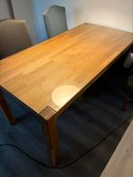 Eikenhouten eettafel met glasplaat, Huis en Inrichting, Tafels | Eettafels, Ophalen, Eikenhout, 50 tot 100 cm, Zo goed als nieuw