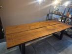Boomstam Tafel - Eikenhout 277cm x 106cm blad 6cm, 100 tot 150 cm, 200 cm of meer, Ophalen of Verzenden, Zo goed als nieuw