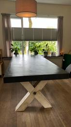 Beton Cire kruispoottafel 220x100x80, Huis en Inrichting, Tafels | Eettafels, Ophalen, 200 cm of meer, Zo goed als nieuw, Vijf personen of meer