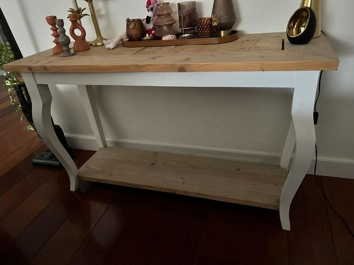 Houten console tafel, Huis en Inrichting, Tafels | Sidetables, Gebruikt, 25 tot 50 cm, 100 tot 150 cm, Rechthoekig, Overige houtsoorten