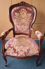 Oude fauteuil / stoel met stoffen bekleding, Antiek en Kunst, Ophalen