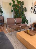 Vintage fauteuils VIP Airfrance beige chroom midcentury, Huis en Inrichting, Minder dan 75 cm, Gebruikt, Stof, 50 tot 75 cm