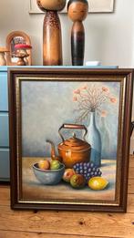 Schilderij stilleven in houten lijst, Antiek en Kunst, Ophalen of Verzenden