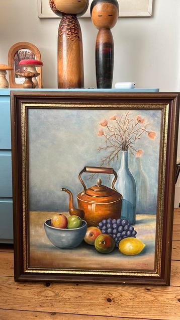 Schilderij stilleven in houten lijst beschikbaar voor biedingen