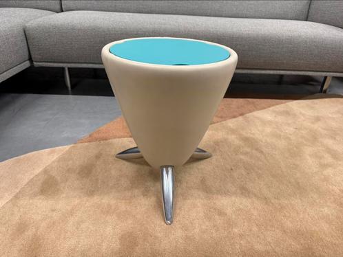 Leolux TamTam Bijzettafel Design Tafel leer Tam Tam, Huis en Inrichting, Tafels | Bijzettafels, Zo goed als nieuw, Rond, Hout
