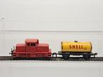 Mooi van zolder Fleischmann Loc 1306 met oude Shell wagon., Gebruikt, Fleischmann, Ophalen of Verzenden, Gelijkstroom